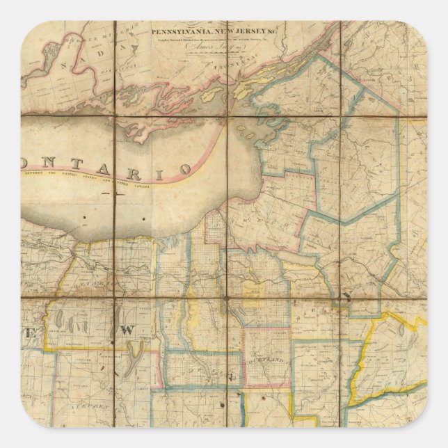 Sticker Carré Carte de l'État de New York (Devant)