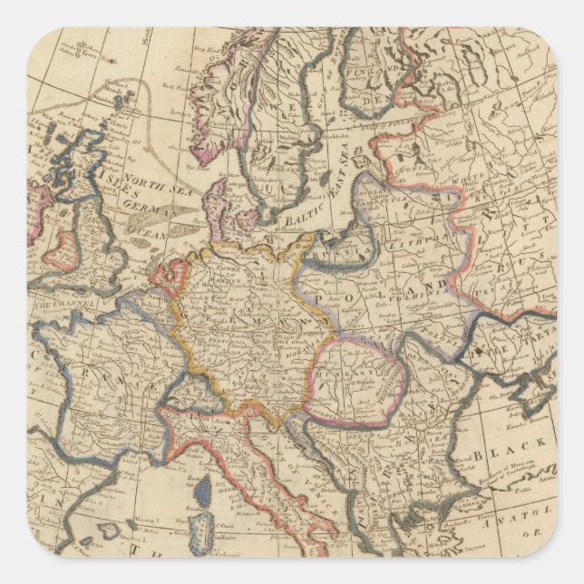 Sticker Carré Carte de l'Europe (Devant)
