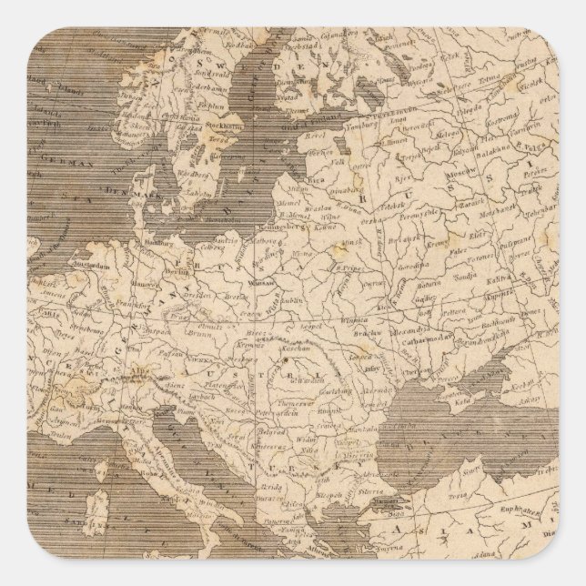 Sticker Carré Carte de l'Europe par Arrowsmith (Devant)