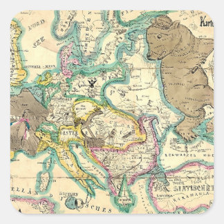 Sticker Carré Carte de l'Europe Vintage antique