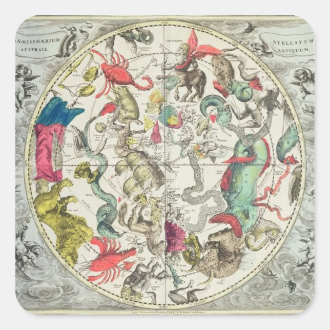 Sticker Carré Carte de l'hémisphère Sud (Devant)