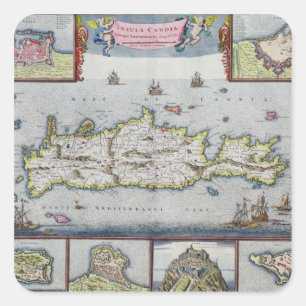 Sticker Carré Carte de l'île de Candia