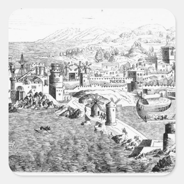 Sticker Carré Carte de l'île de Rhodes (Devant)