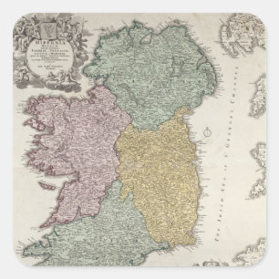 Sticker Carré Carte de l'Irlande montrant les provinces d'Ulster