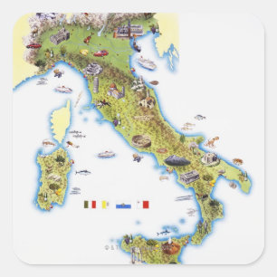 Sticker Carré Carte de l'Italie