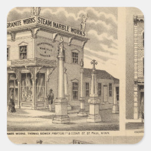Sticker Carré Carte de lithographie de St Paul, Minneapolis,