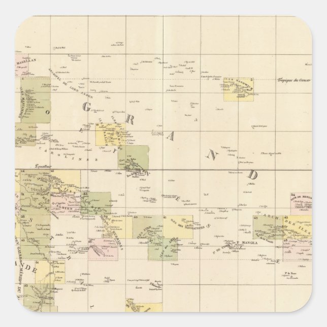 Sticker Carré Carte de l'Océanie (Devant)