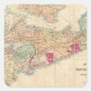 Sticker Carré Carte de Mackinlay de la province de la Nouvelle-É