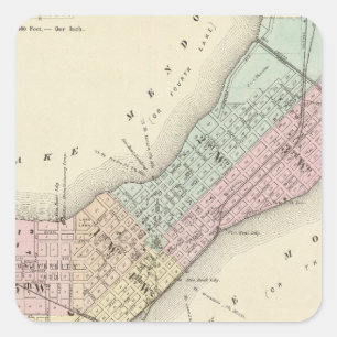 Sticker Carré Carte de Madison, Wisconsin