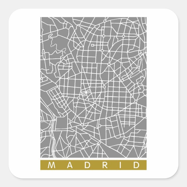 Sticker Carré Carte de Madrid (Devant)