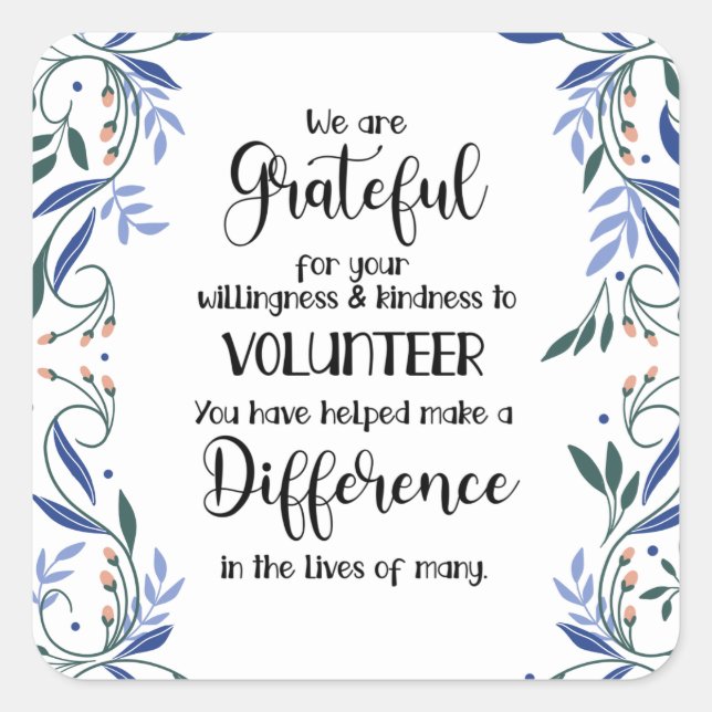 Sticker Carré carte de motif de la semaine d'appréciation du bén (Devant)