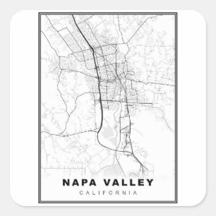 Sticker Carré Carte de Napa Valley