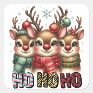 Sticker Carré Carte de Noël Ho Ho