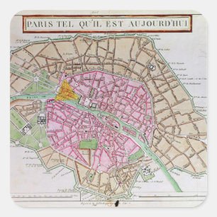 Sticker Carré Carte de Paris, juin 1800