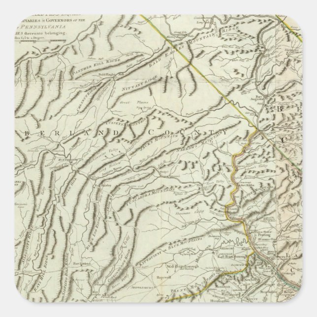 Sticker Carré Carte De Pennsylvanie 2 (Devant)