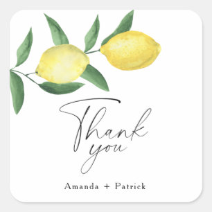 Sticker Carré Carte de remerciement de mariage Lemon Citrus