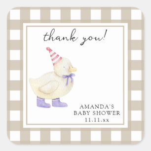 Sticker Carré Carte de remerciement pliée pour Baby Shower Canar