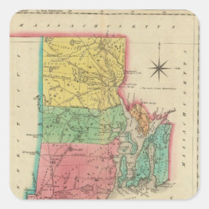 Sticker Carré Carte De Rhode Island
