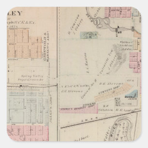 Sticker Carré Carte de Rushford, Comté de Fillmore, Minnesota