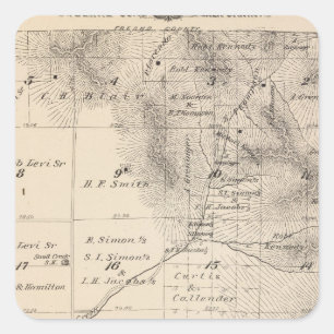 Sticker Carré Carte de section de T15S R25E Tulare County