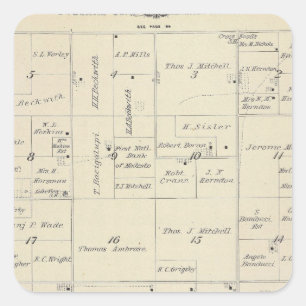 Sticker Carré Carte de section de T22S R24E Tulare County