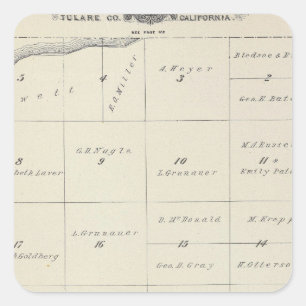 Sticker Carré Carte de section de T23S R22E Tulare County