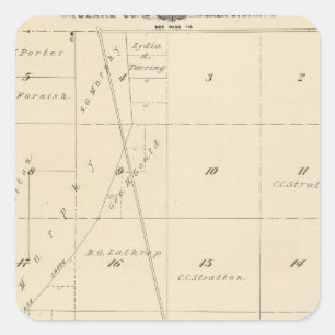 Sticker Carré Carte de section de T24S R24E Tulare County