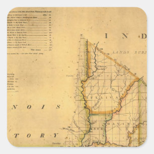 Sticker Carré Carte de Shelton et de Kensett de l'état de