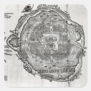 Sticker Carré Carte de Tenochtitlan