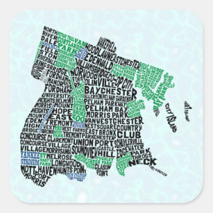 Sticker Carré Carte de typographie de Bronx New York City