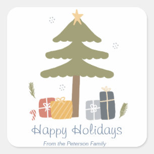 Sticker Carré Carte de vacances de Noël nordique personnalisée