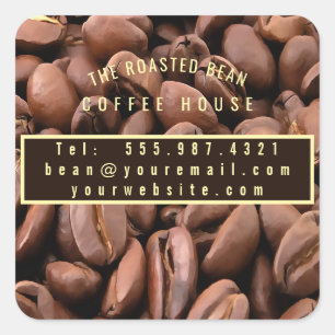 Sticker Carré Carte de visite pour haricots de café torréfiés ar