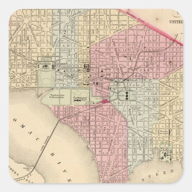 Sticker Carré Carte de Washington par Mitchell (Devant)