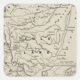 Sticker Carré Carte de Zululand avec les frontières contiguës