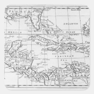 Sticker Carré Carte des Antilles