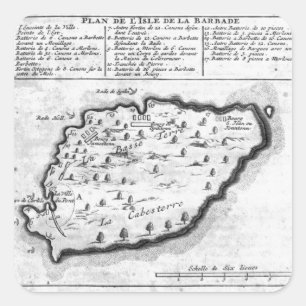 Sticker Carré Carte des Barbade