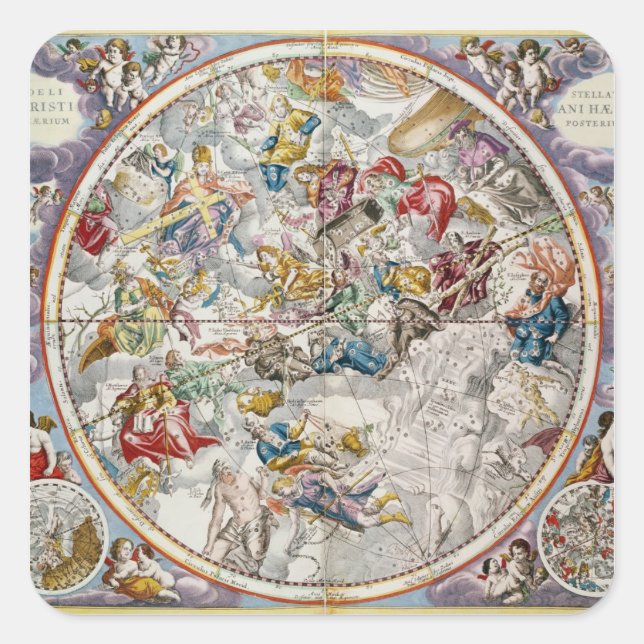 Sticker Carré Carte des Constellations chrétiennes telles que re (Devant)