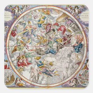 Sticker Carré Carte des Constellations chrétiennes telles que re