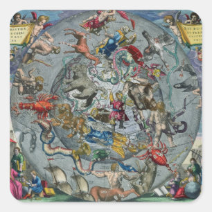 Sticker Carré Carte des constellations du du nord