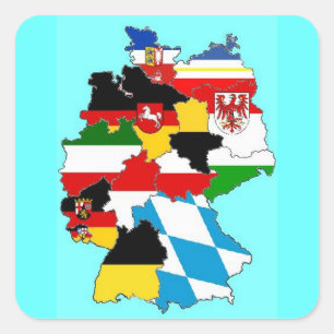 Sticker Carré Carte des drapeaux d'état Allemagne