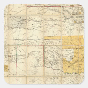 Sticker Carré Carte Des États Du Kansas Et Du Texas