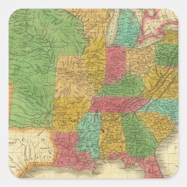 Sticker Carré Carte des États-Unis (Devant)