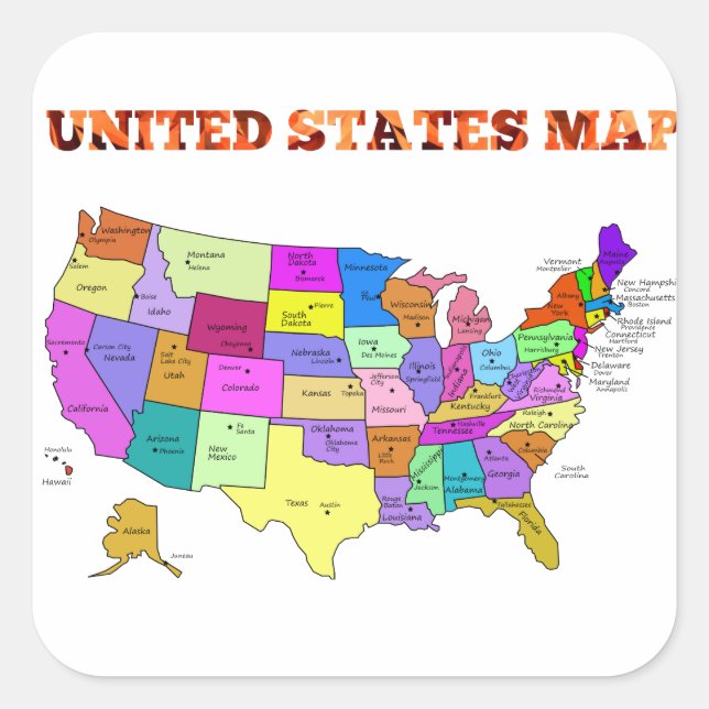 Sticker Carré Carte des États-Unis (Devant)