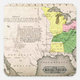 Sticker Carré Carte des Etats-Unis
