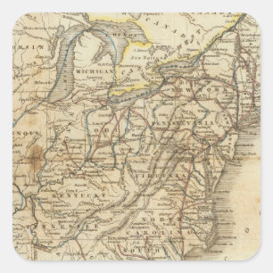 Sticker Carré Carte Des États-Unis 3