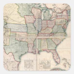 Sticker Carré Carte des Etats-Unis 3