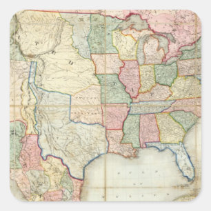 Sticker Carré Carte des Etats-Unis d'Amérique