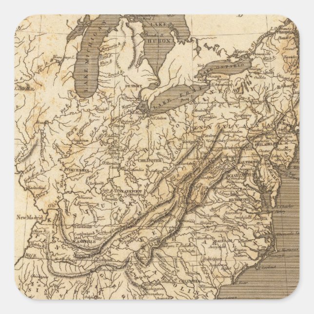 Sticker Carré Carte des États-Unis par Arrowsmith (Devant)