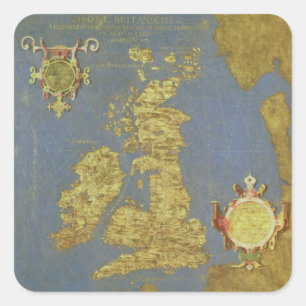 Sticker Carré Carte des îles britanniques du 16ème siècle