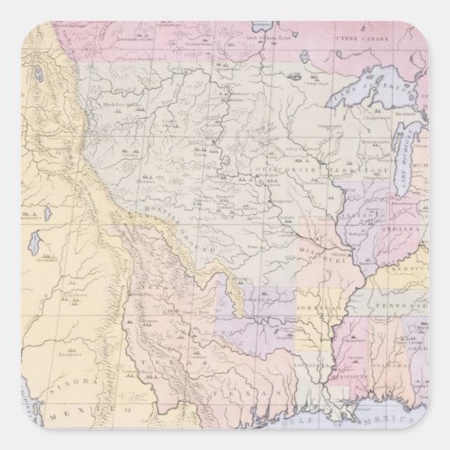 Sticker Carré Carte des localités des tribus indiennes (Devant)